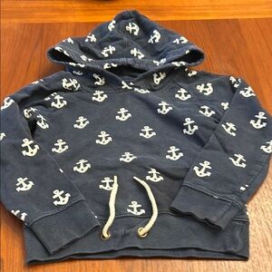 Navy Anchor Print Kids Hoodie